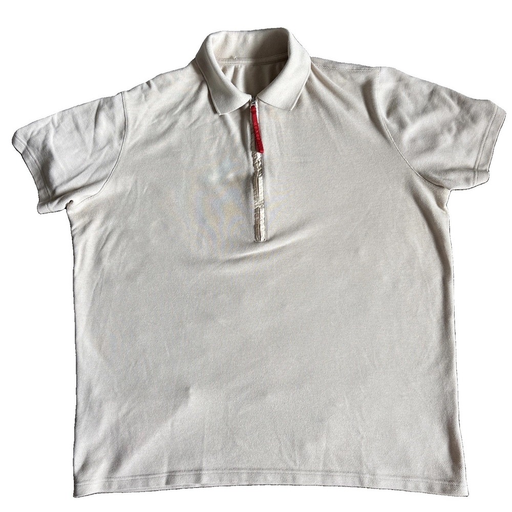 Vintage Prada Polo Shirt Red Label Size L Beige Good Condition (No Laundry Tags)